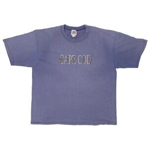 Vintage  Cape Cod Massachusetts Purple Tshirt XL Top Threads Embroidered Floral